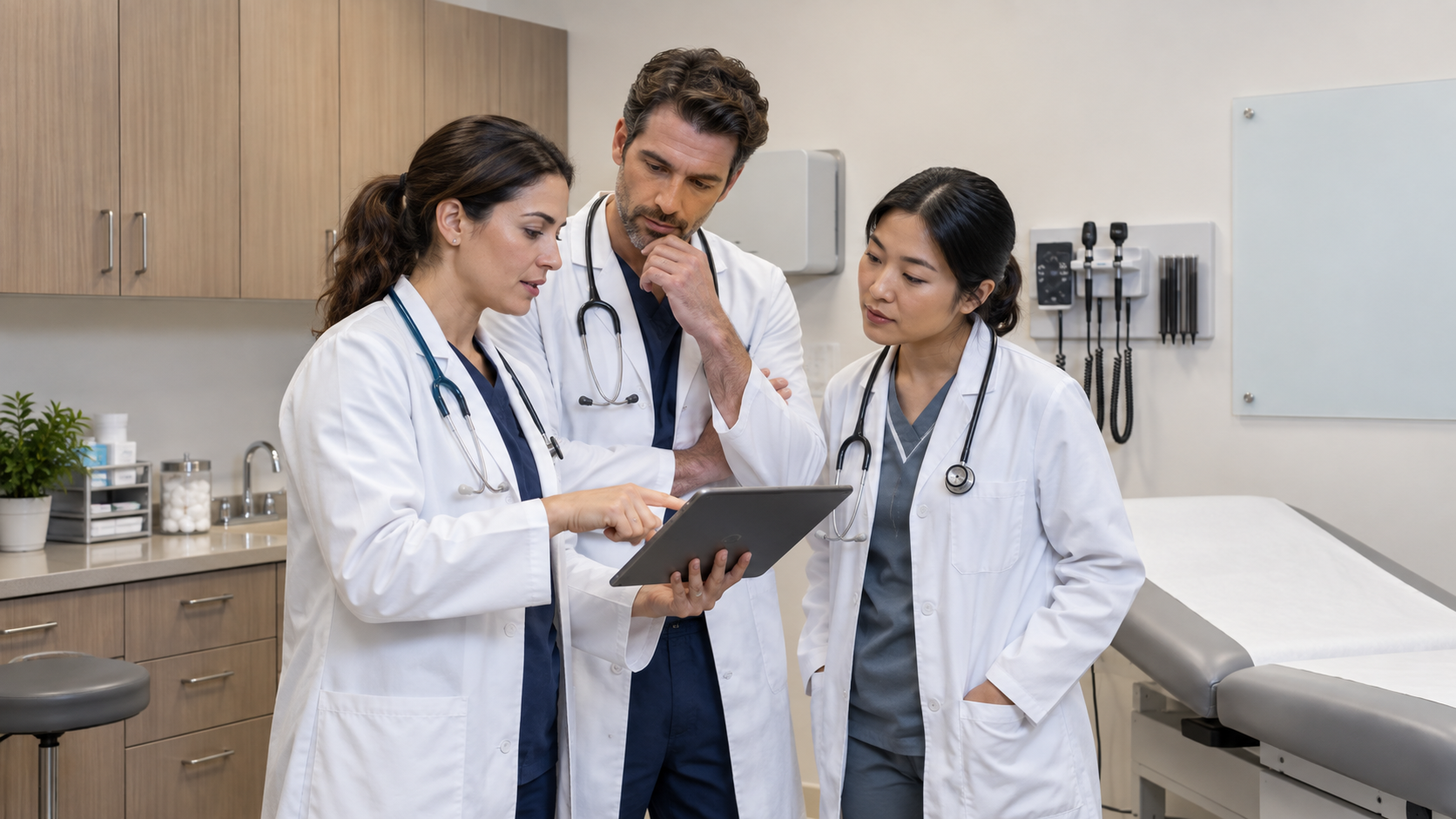 Physicians reviewing a case together at the medical centre